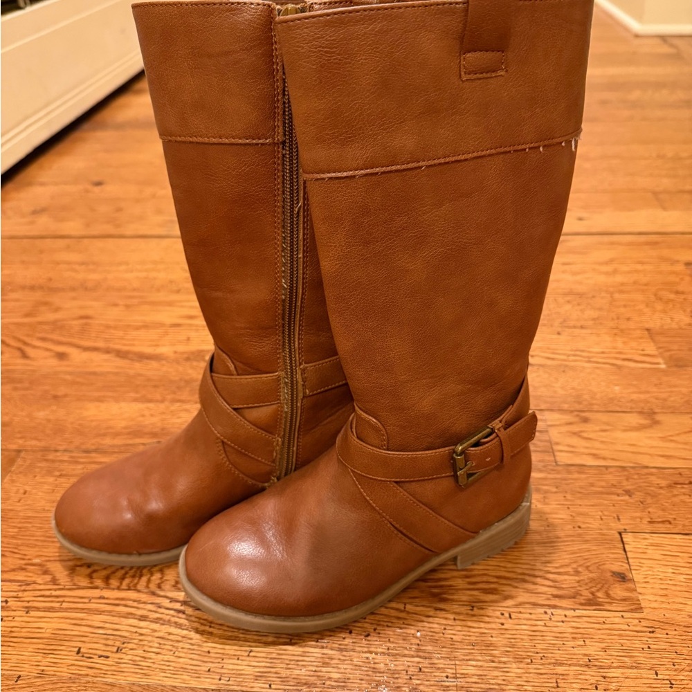 SO girls Brown Leather Knee-High Boots size 1